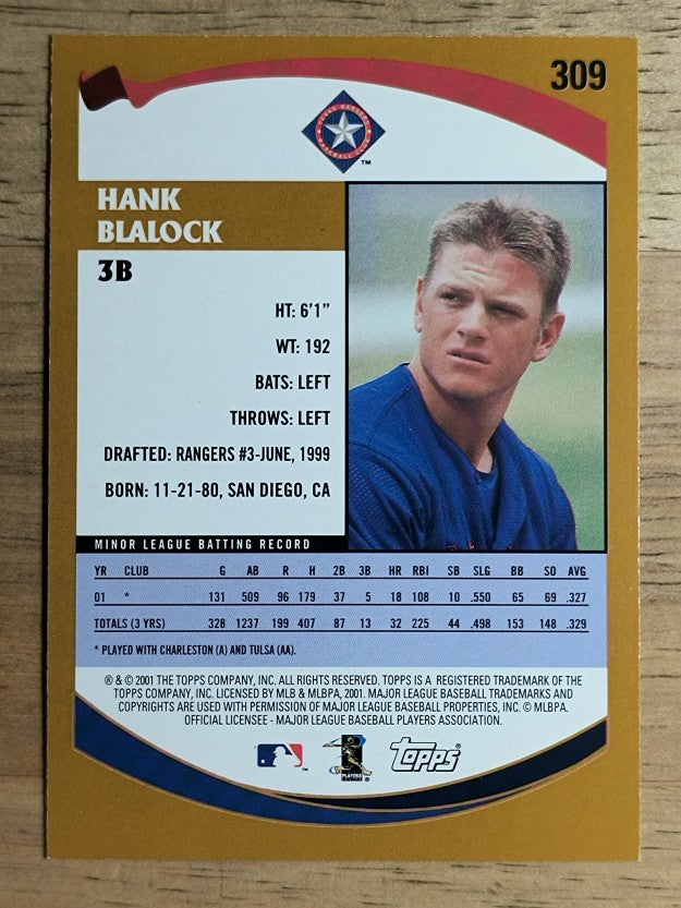 2002 Topps #309 Hank Blalock PROS