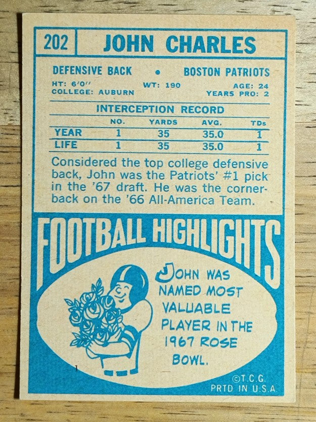 1968 Topps #202 John Charles RC (EXMT)