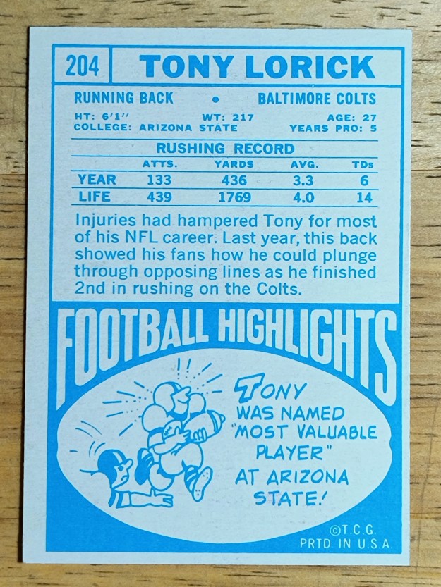 1968 Topps #204 Tony Lorick (EXMT)