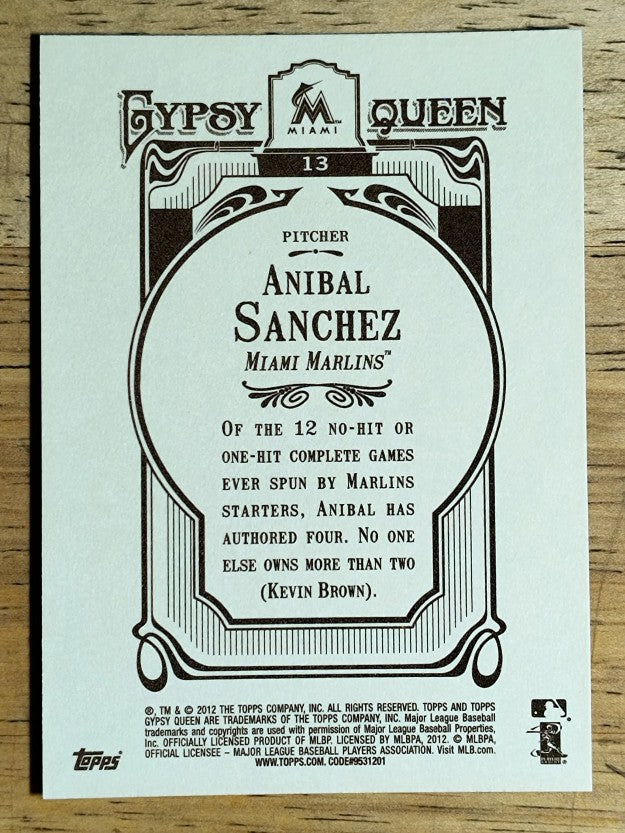 2012 Topps Gypsy Queen #13 Anibal Sanchez