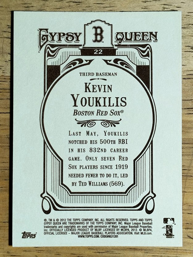 2012 Topps Gypsy Queen #22A Kevin Youkilis