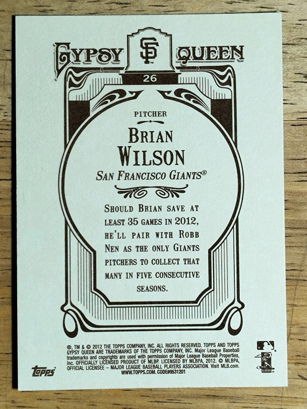 2012 Topps Gypsy Queen #26 Brian Wilson