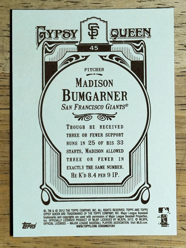 2012 Topps Gypsy Queen #45 Madison Bumgarner