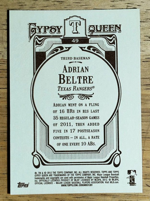 2012 Topps Gypsy Queen #49 Adrian Beltre