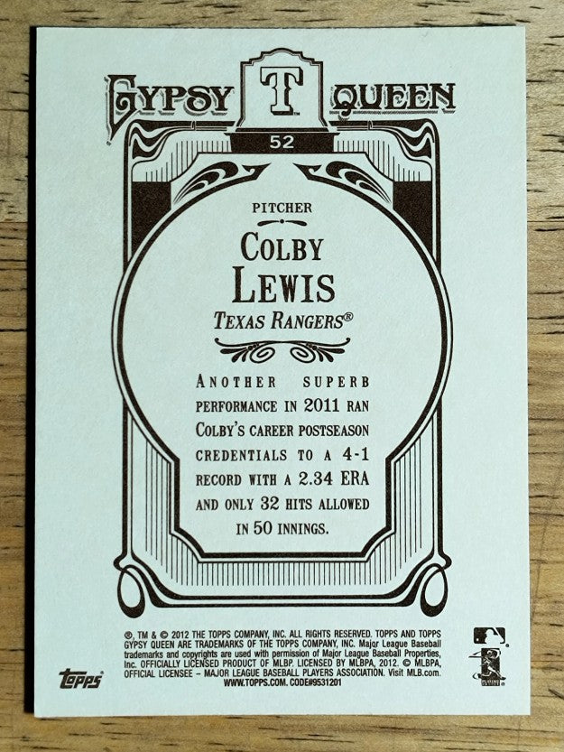 2012 Topps Gypsy Queen #52 Colby Lewis