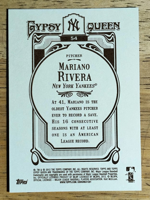2012 Topps Gypsy Queen #54A Mariano Rivera