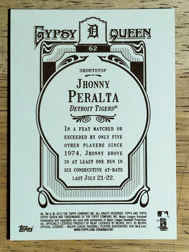 2012 Topps Gypsy Queen #62 Jhonny Peralta
