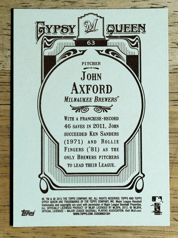 2012 Topps Gypsy Queen #63 John Axford