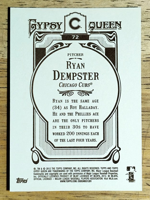 2012 Topps Gypsy Queen #72 Ryan Dempster