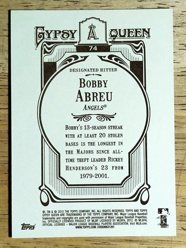 2012 Topps Gypsy Queen #74 Bobby Abreu