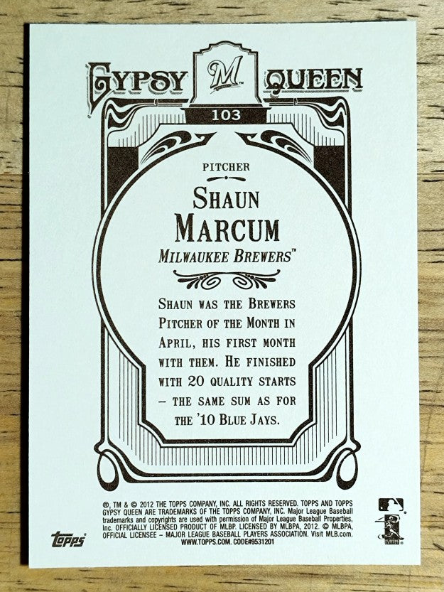 2012 Topps Gypsy Queen #103 Shaun Marcum