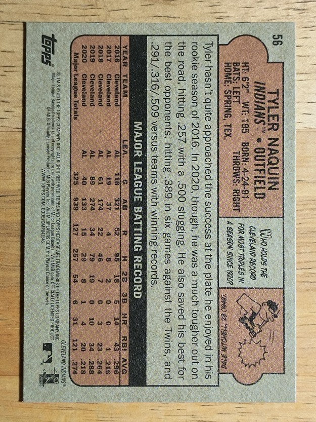 2021 Topps Heritage #56 Tyler Naquin