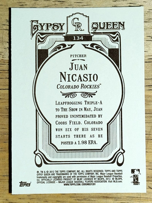 2012 Topps Gypsy Queen #134 Juan Nicasio