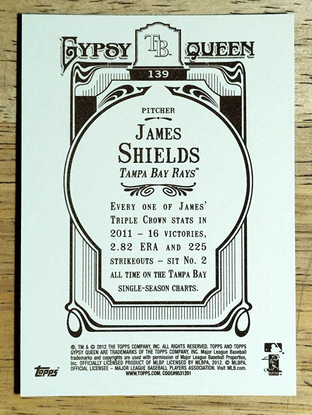 2012 Topps Gypsy Queen #139 James Shields