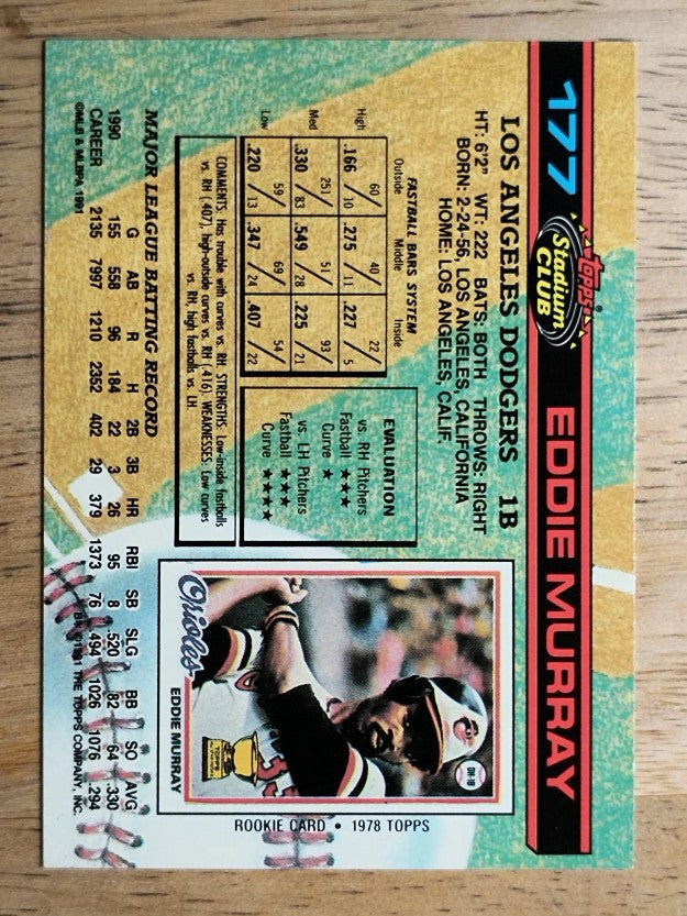 1991 Stadium Club #177 Eddie Murray
