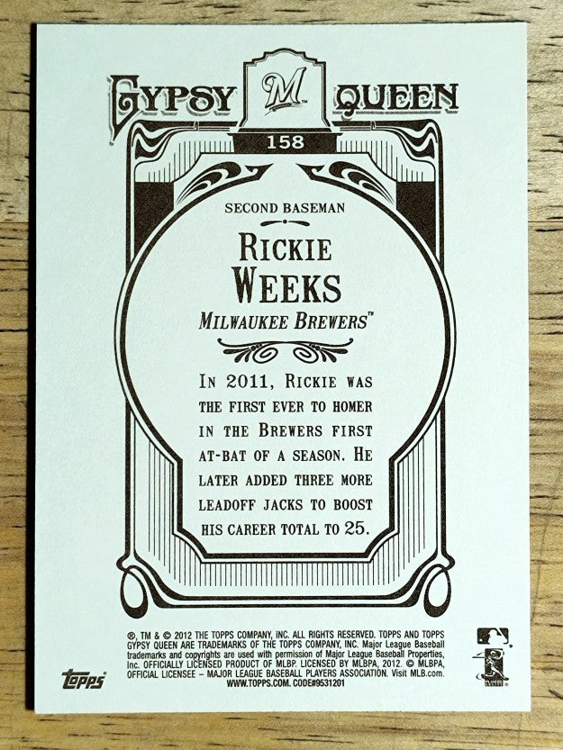2012 Topps Gypsy Queen #158 Rickie Weeks