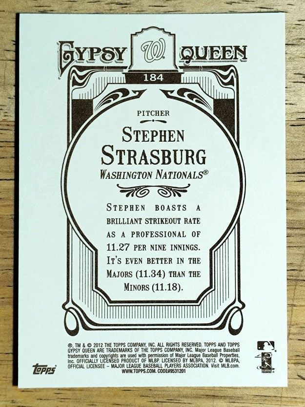 2012 Topps Gypsy Queen #184A Stephen Strasburg