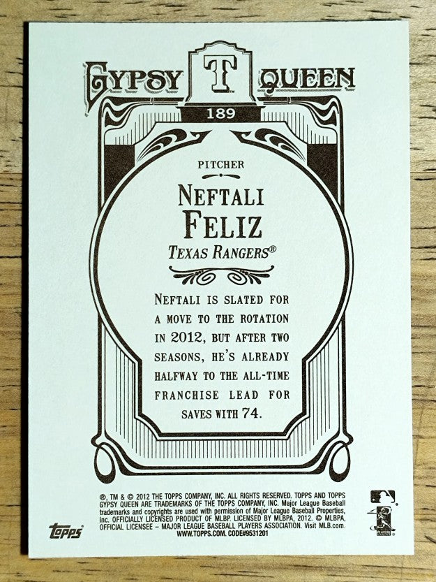 2012 Topps Gypsy Queen #189 Neftali Feliz