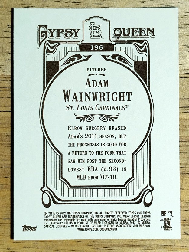 2012 Topps Gypsy Queen #196 Adam Wainwright