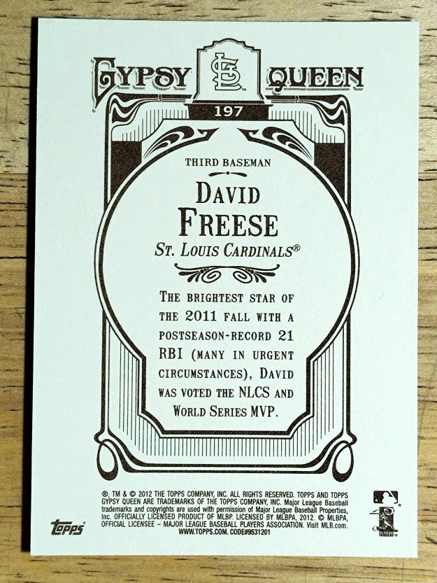2012 Topps Gypsy Queen #197A David Freese