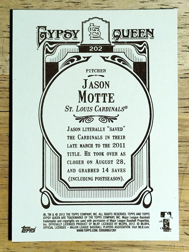 2012 Topps Gypsy Queen #202 Jason Motte