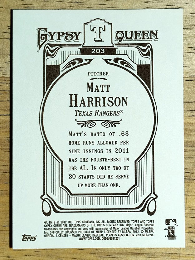 2012 Topps Gypsy Queen #203 Matt Harrison