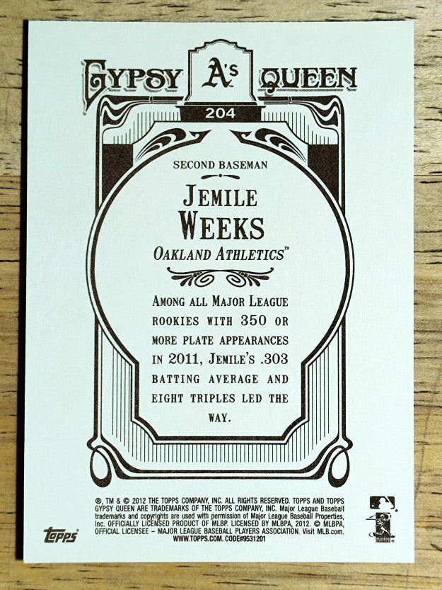 2012 Topps Gypsy Queen #204 Jemile Weeks RC