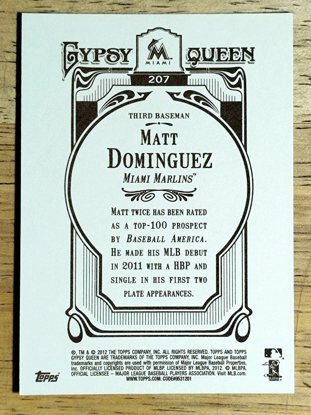 2012 Topps Gypsy Queen #207 Matt Dominguez RC