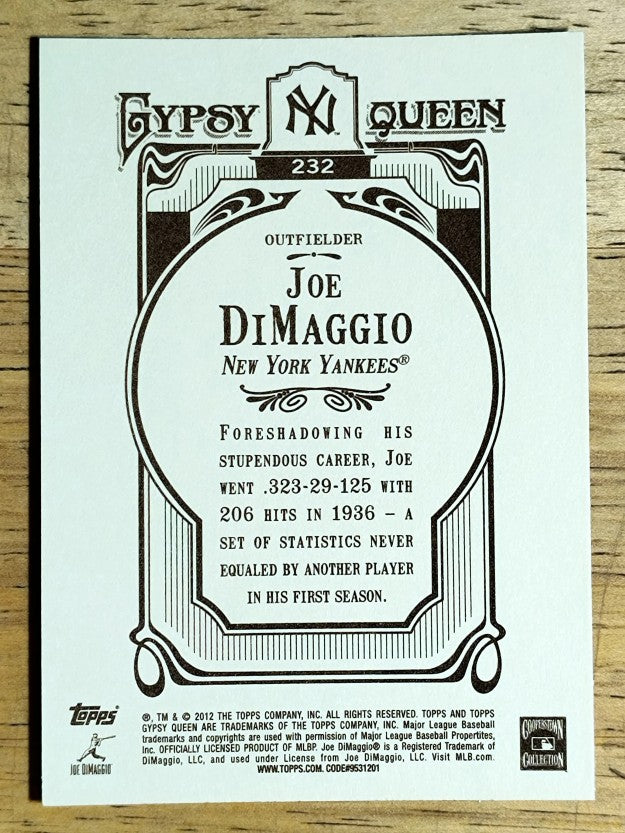 2012 Topps Gypsy Queen #232A Joe DiMaggio
