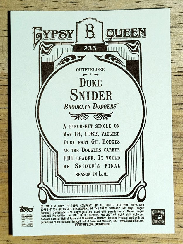 2012 Topps Gypsy Queen #233 Duke Snider