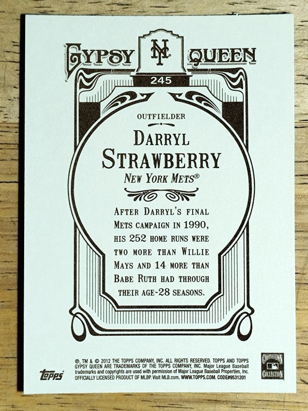 2012 Topps Gypsy Queen #245 Darryl Strawberry