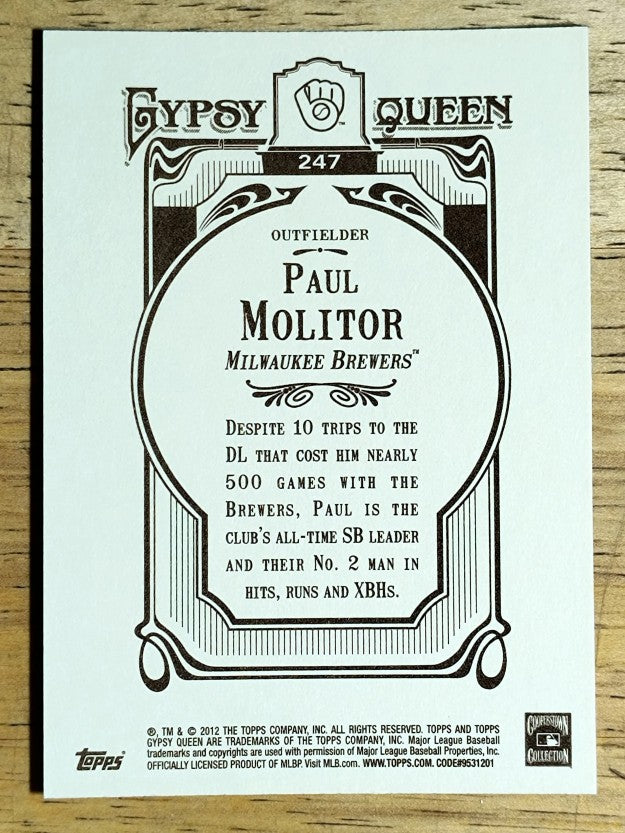 2012 Topps Gypsy Queen #247 Paul Molitor