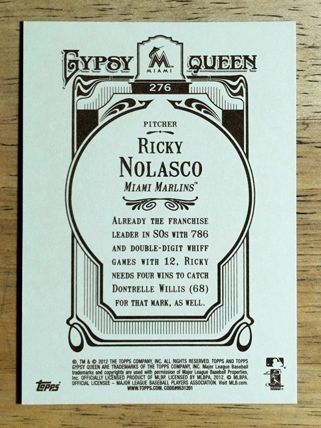 2012 Topps Gypsy Queen #276 Ricky Nolasco