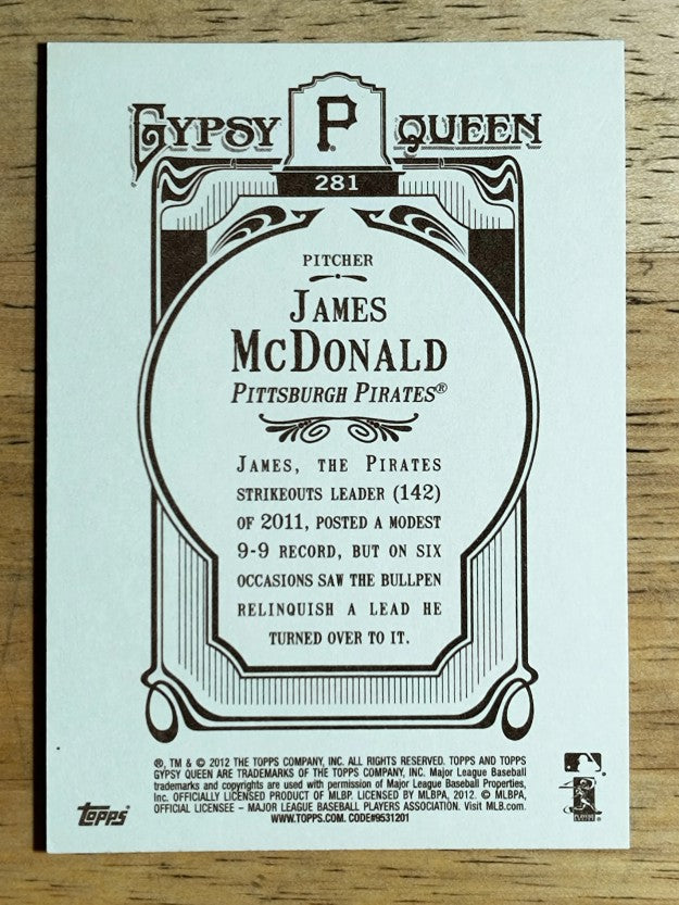 2012 Topps Gypsy Queen #281 James McDonald