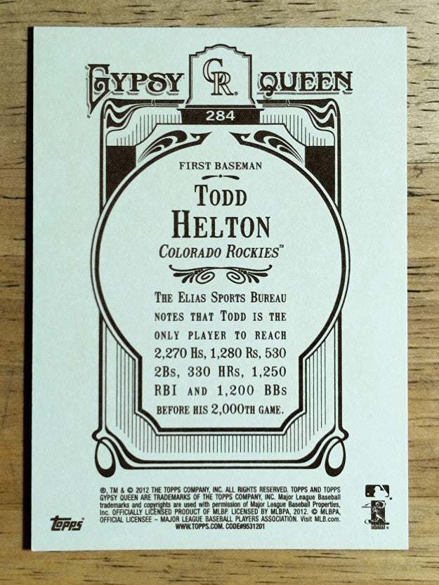 2012 Topps Gypsy Queen #284 Todd Helton