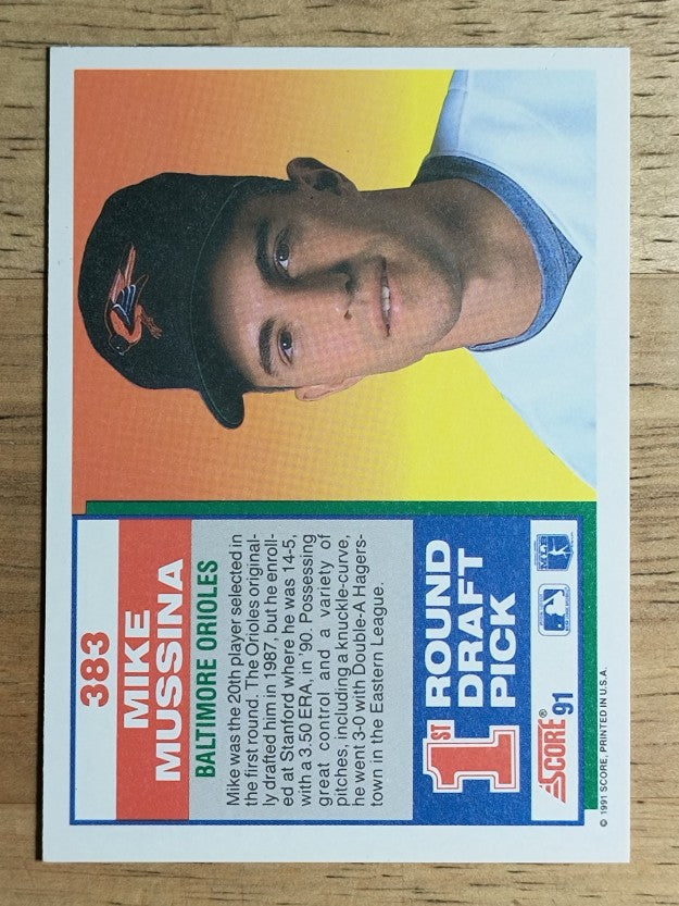1991 Score #383 Mike Mussina RC