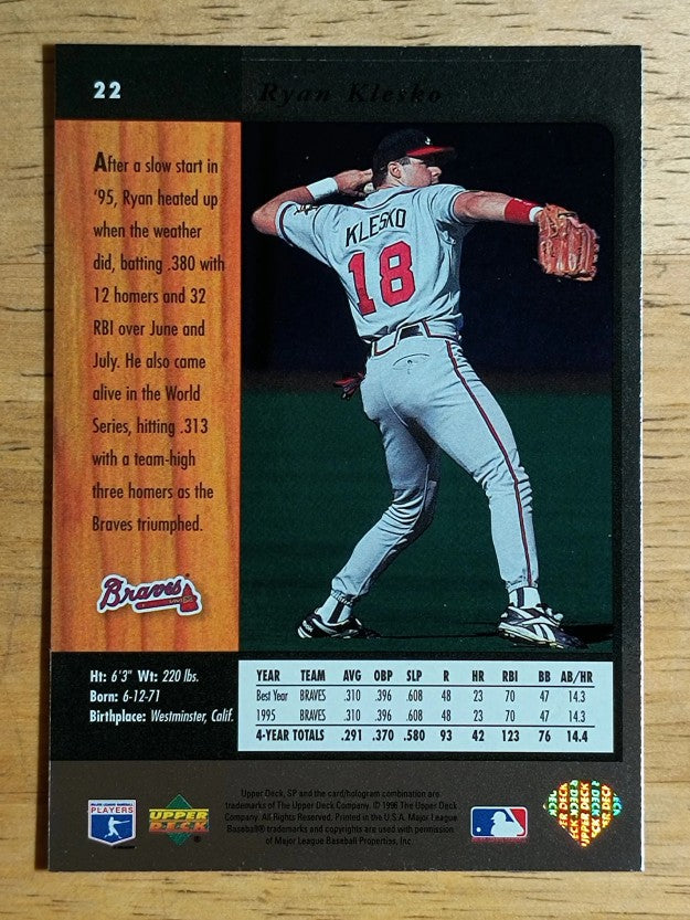 1996 SP #22 Ryan Klesko