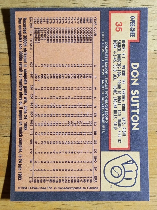 1984 O-Pee-Chee #35 Don Sutton