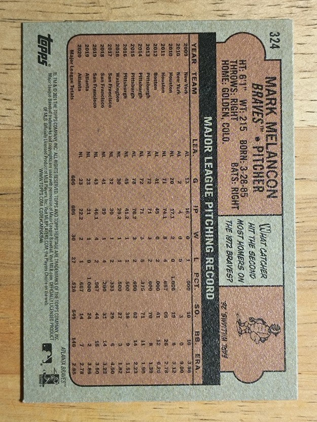 2021 Topps Heritage #324 Mark Melancon