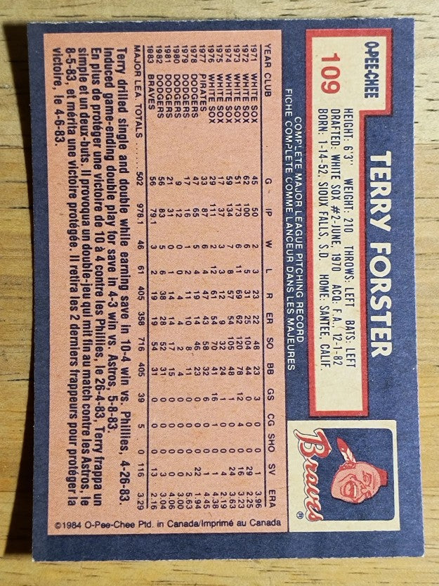 1984 O-Pee-Chee #109 Terry Forster