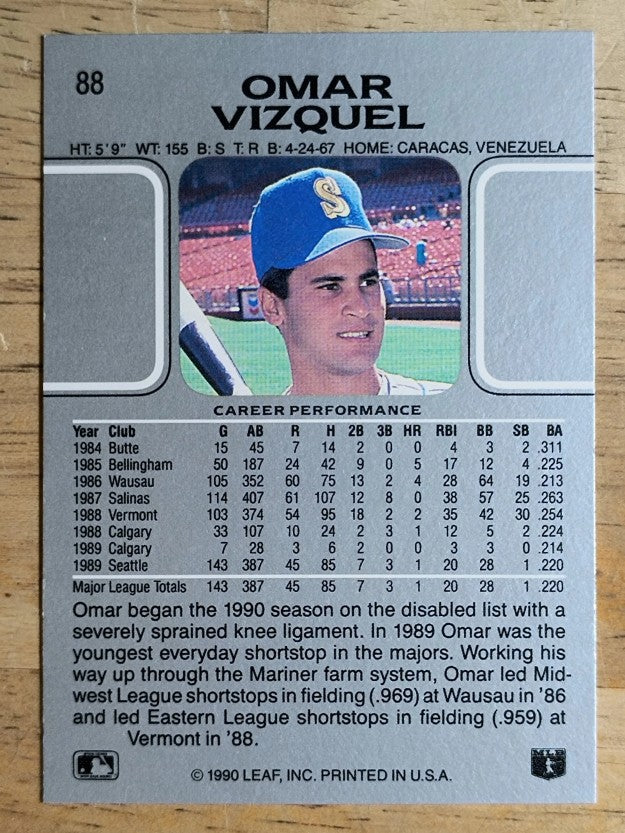 1990 Leaf #88 Omar Vizquel