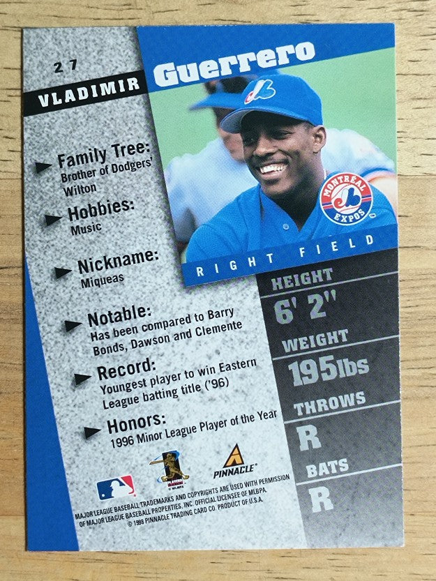 1998 Pinnacle Inside #27 Vladimir Guerrero