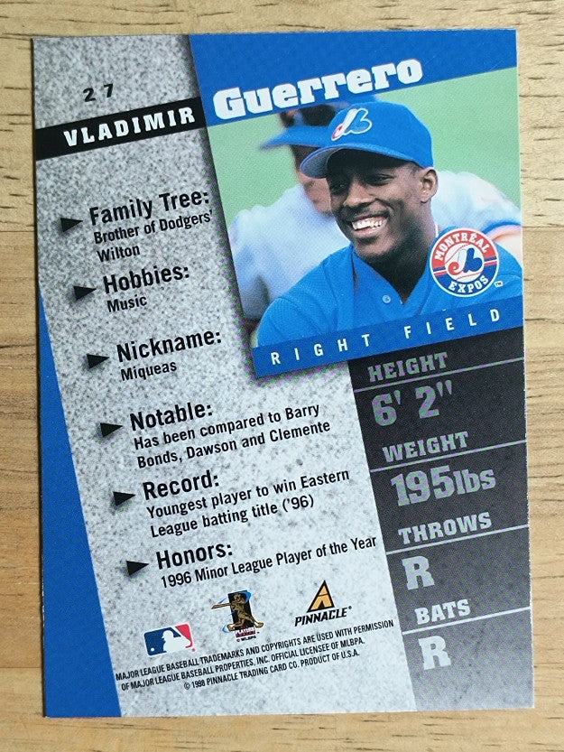 1998 Pinnacle Inside #27 Vladimir Guerrero