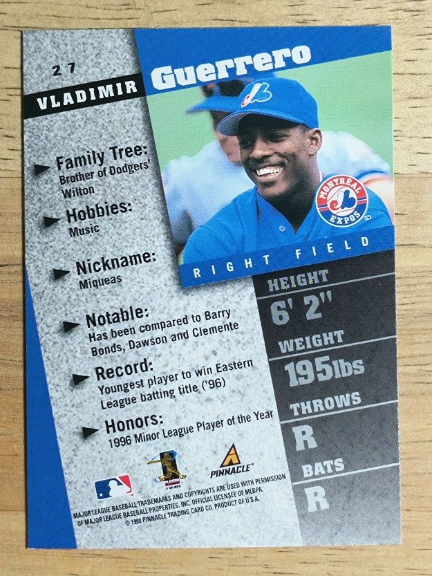 1998 Pinnacle Inside #27 Vladimir Guerrero