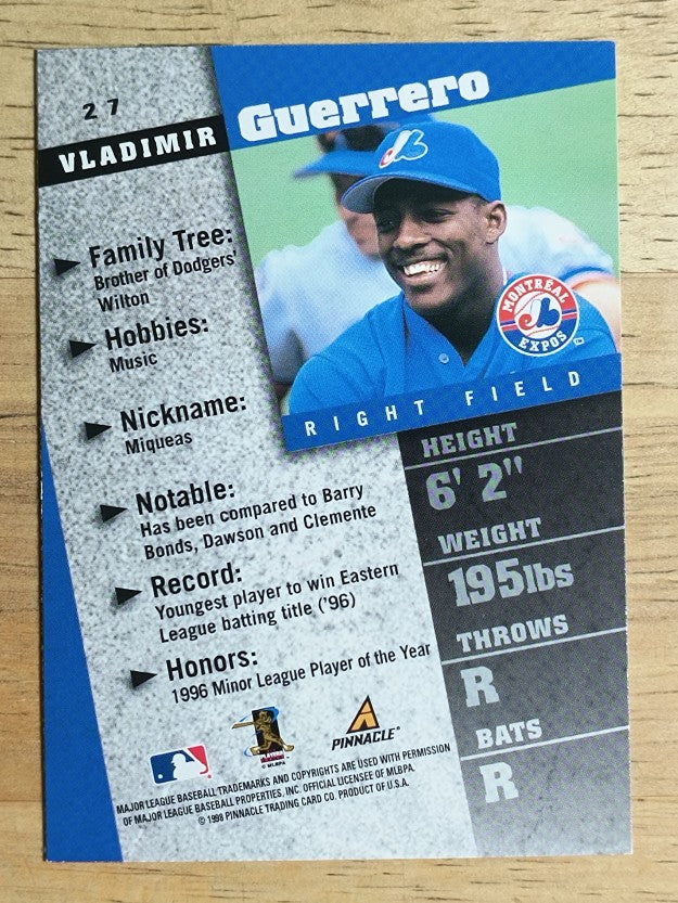 1998 Pinnacle Inside #27 Vladimir Guerrero
