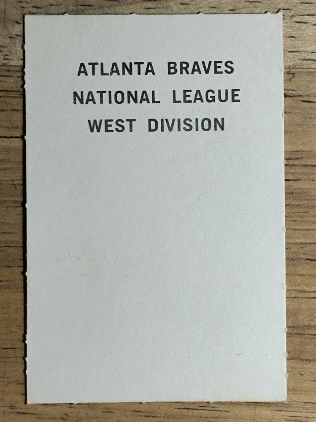 1969 Milton Bradley Team Cards #NNO Atlanta Braves (NM)