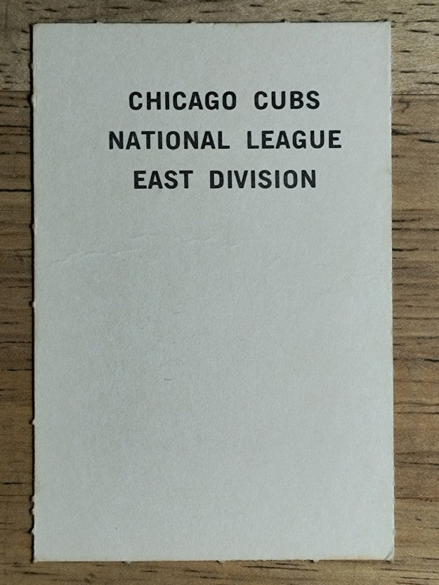 1969 Milton Bradley Team Cards #NNO Chicago Cubs (VG)