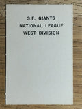 1969 Milton Bradley Team Cards #NNO San Francisco Giants (NM)
