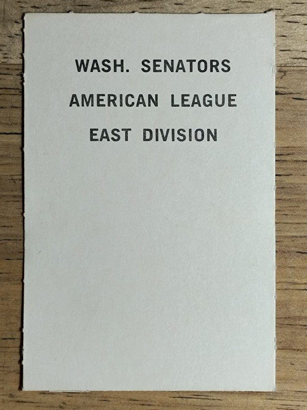 1969 Milton Bradley Team Cards #NNO Washington Senators (NM)