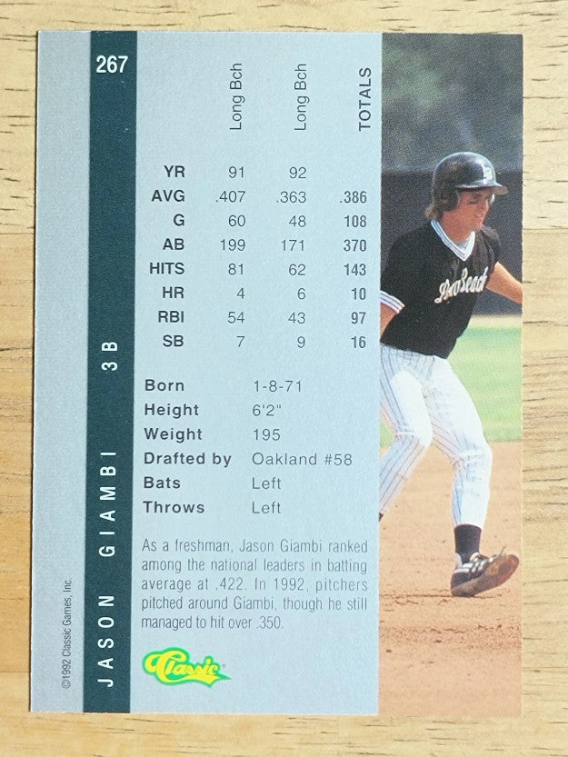 1992 Classic Four Sport #267 Jason Giambi